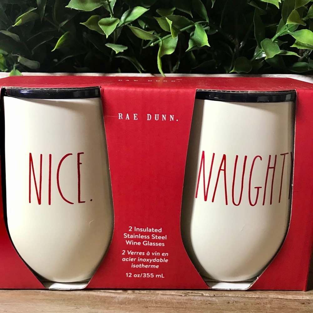 Rae Dunn Wine Tumblers Nice & Naughty